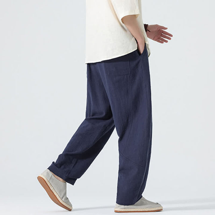 Buddha Stones 春物無地メンズコットンドローストリングパンツ（ポケット付き） - image 12