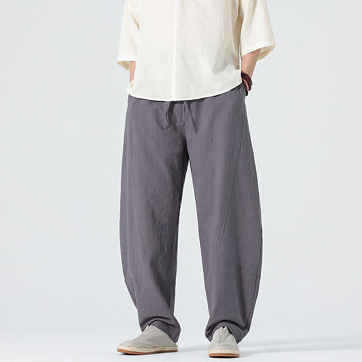 Buddha Stones 春物無地メンズコットンドローストリングパンツ（ポケット付き） - image 2