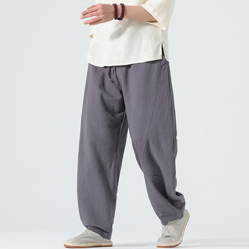 Buddha Stones 春物無地メンズコットンドローストリングパンツ（ポケット付き） - image 0