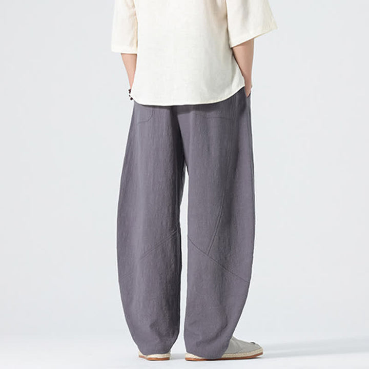 Buddha Stones 春物無地メンズコットンドローストリングパンツ（ポケット付き） - image 3