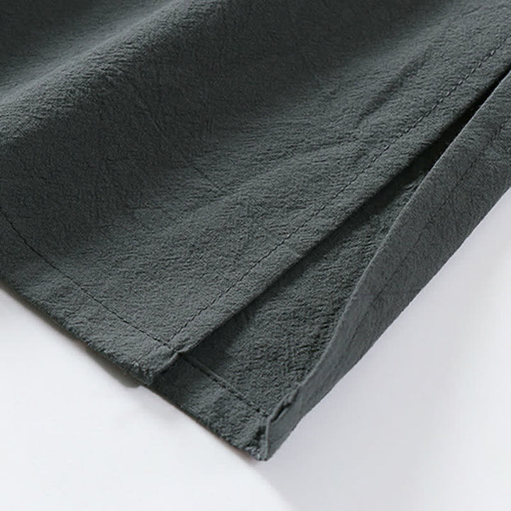 Buddha Stones 春の無地オープンフロントデザインメンズコットンリネンノースリーブ着物 - image 7