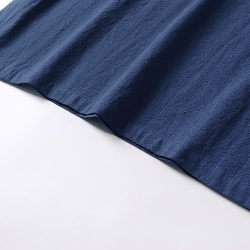 Buddha Stones 無地、カエルボタン、ノッチドラペル、半袖、メンズ、コットンリネンTシャツ - image 9