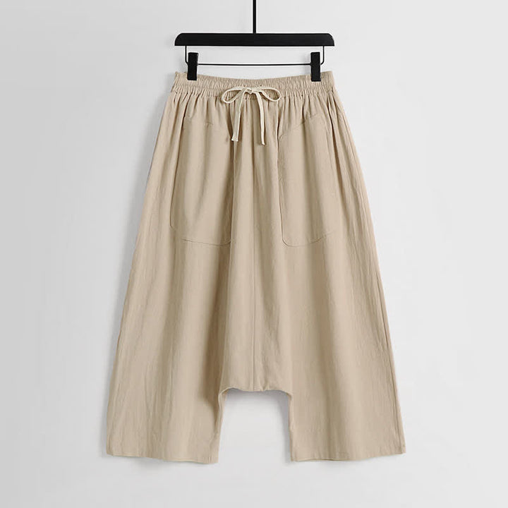 Buddha Stones シンプルなドロップクロッチデザインのコットンリネン製メンズハーレムパンツ（丈7-8インチ） - ペールゴールデンロッド - US/UK/AU54、 EU64 (9XL) - image 0