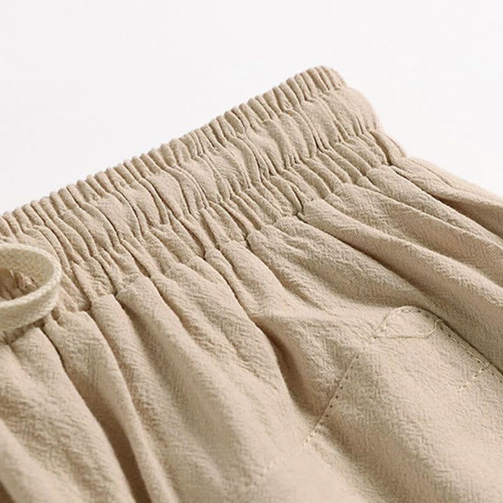 Buddha Stones シンプルなドロップクロッチデザインのコットンリネン製メンズハーレムパンツ（丈7-8インチ） - image 3