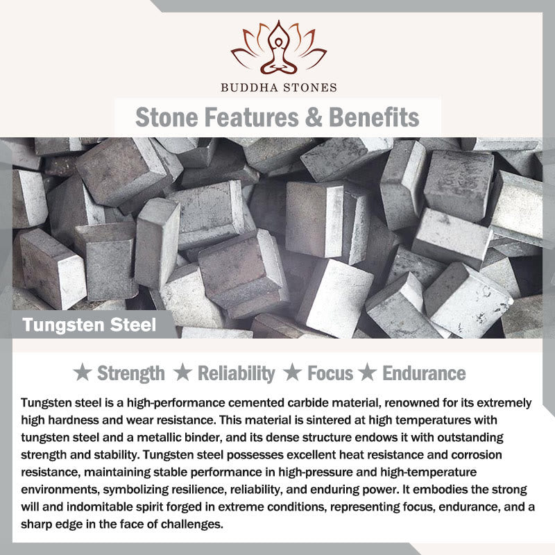 Buddha Stones シンプルな槌目模様のタングステン鋼製信頼性リング - image 5