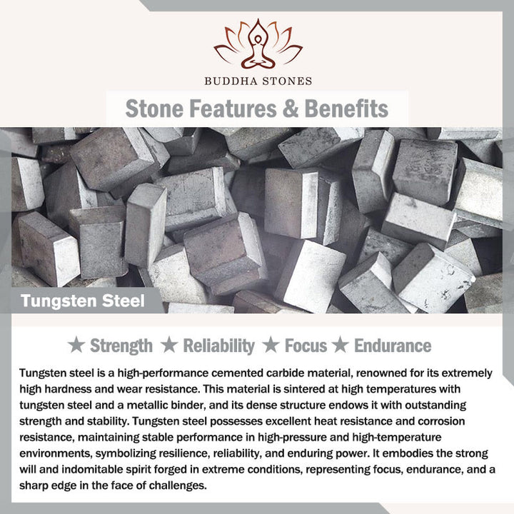 Buddha Stones シンプルな槌目模様のタングステン鋼製信頼性リング - image 5