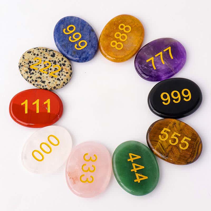 Buddha Stones エンジェルナンバー ホワイトクリスタル レッドジャスパー ピンククリスタル グリーンアベンチュリン 瞑想用パームストーン - image 0