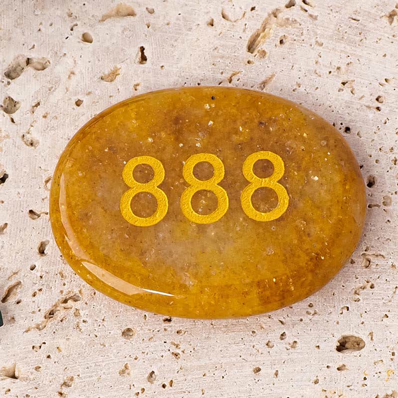 Buddha Stones エンジェルナンバー ホワイトクリスタル レッドジャスパー ピンククリスタル グリーンアベンチュリン 瞑想用パームストーン - 888エンジェルナンバー＆トパーズ 4.5×3.5×0.7cm - image 26