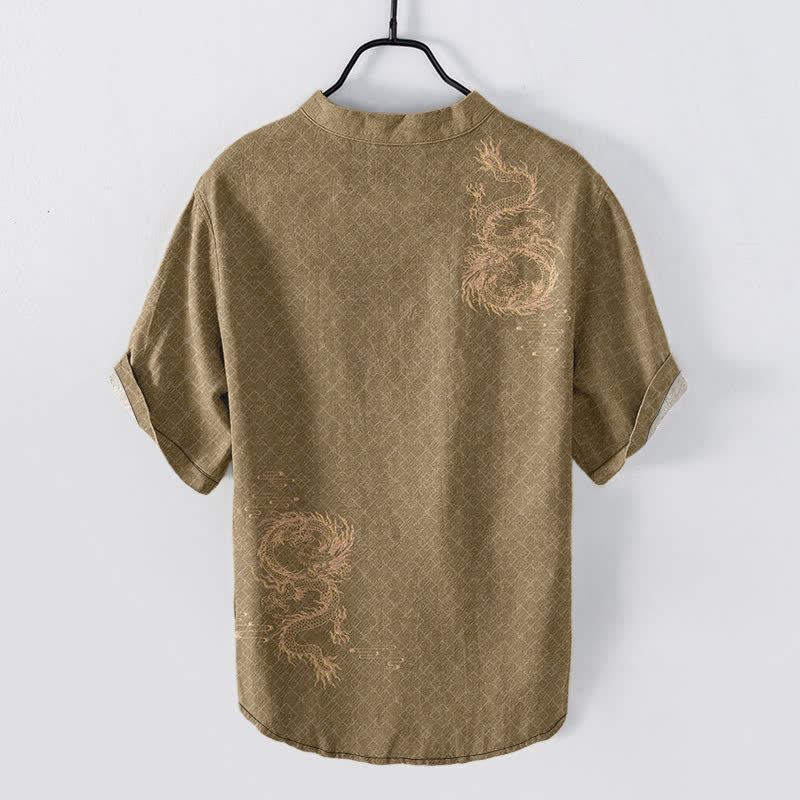 Buddha Stones コットンドラゴン メンズ 半袖ハーフボタンシャツ - image 6