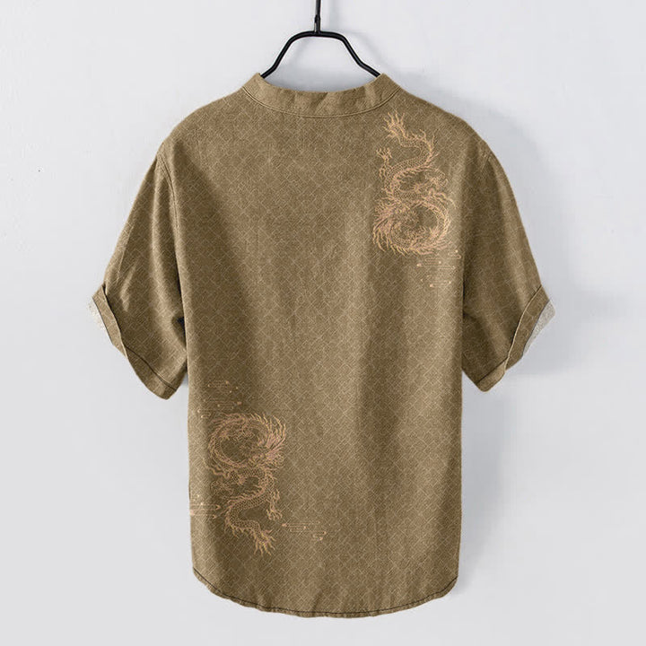 Buddha Stones コットンドラゴン メンズ 半袖ハーフボタンシャツ - image 6