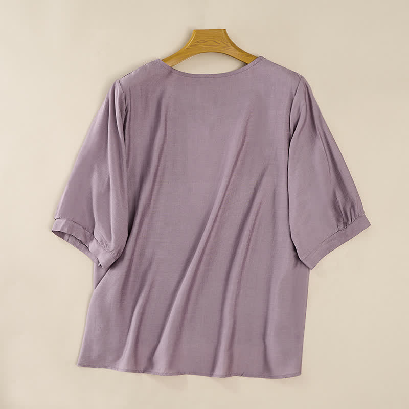 Buddha Stones春らしいボヘミアン風刺繍入り 肘丈袖 レディースTシャツ - image 8