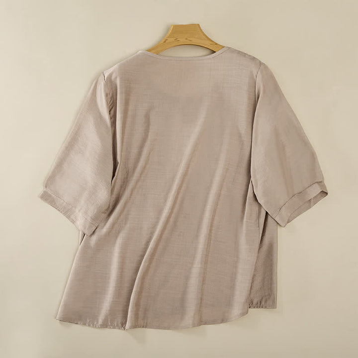 Buddha Stones春らしいボヘミアン風刺繍入り 肘丈袖 レディースTシャツ - image 19
