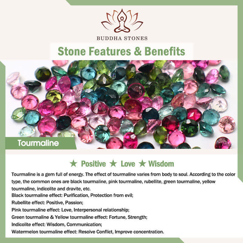 Buddha Stones 天然トルマリン トリプルラップ幸運を呼ぶブレスレット - image 6