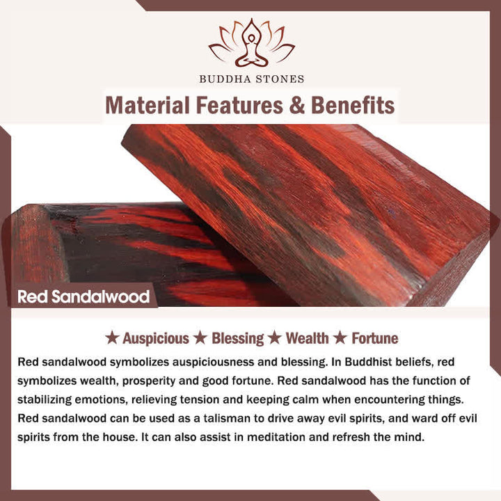 Buddha Stones レッドサンダルウッド製インフィニットノットエタニティロープペンダントネックレス - image 5