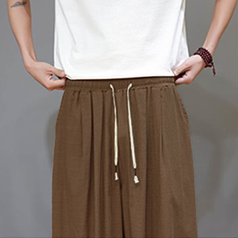 Buddha Stones サマーゼン ゴムウエストカフ メンズ クロップド ハーレムパンツ ポケット付き - image 23