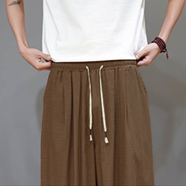 Buddha Stones サマーゼン ゴムウエストカフ メンズ クロップド ハーレムパンツ ポケット付き - image 23