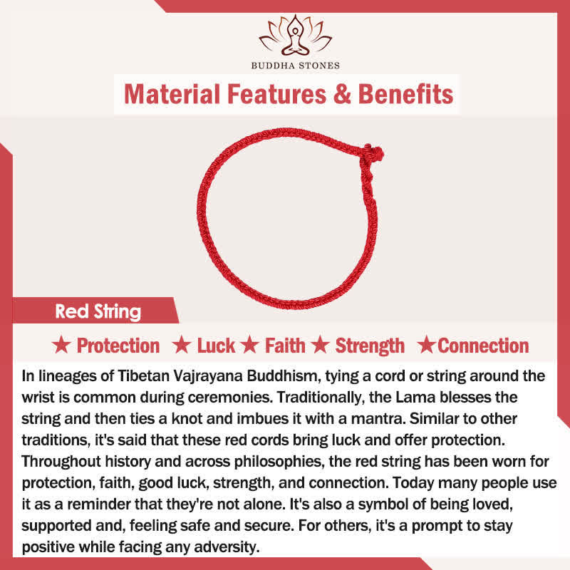 Buddha Stones 5色の赤紐の幸運のエスニック風ブレスレット - image 4