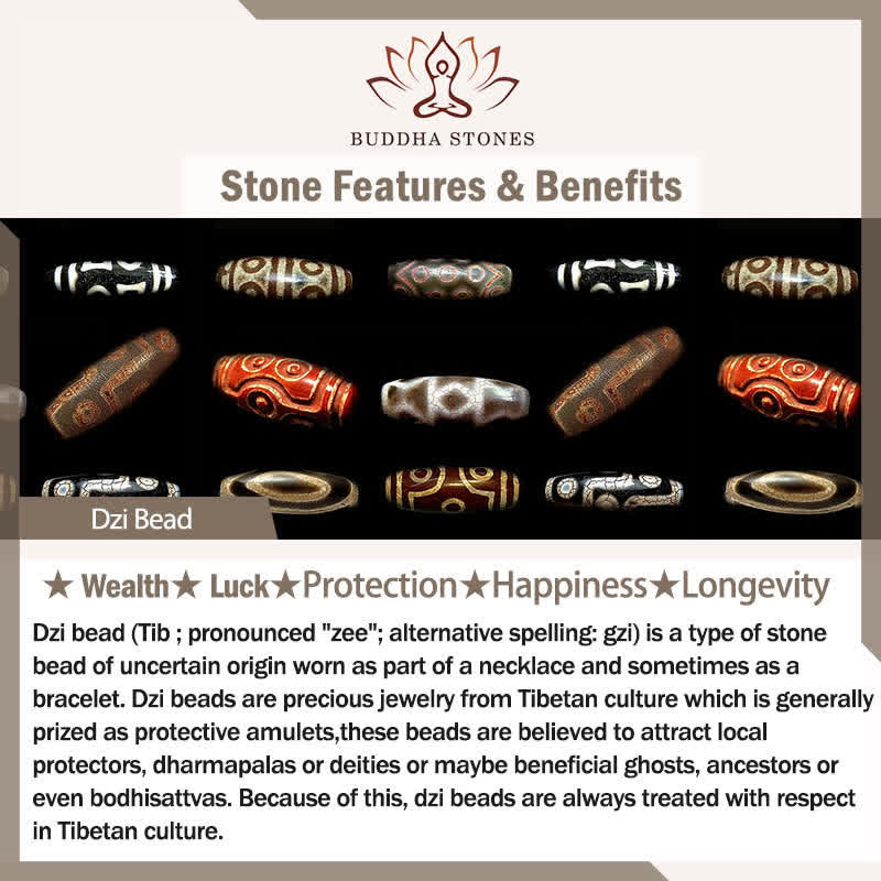 Buddha Stones チベットのジービーズと骨を編み込んだマルチカラーストリングの祝福ブレスレット - image 5