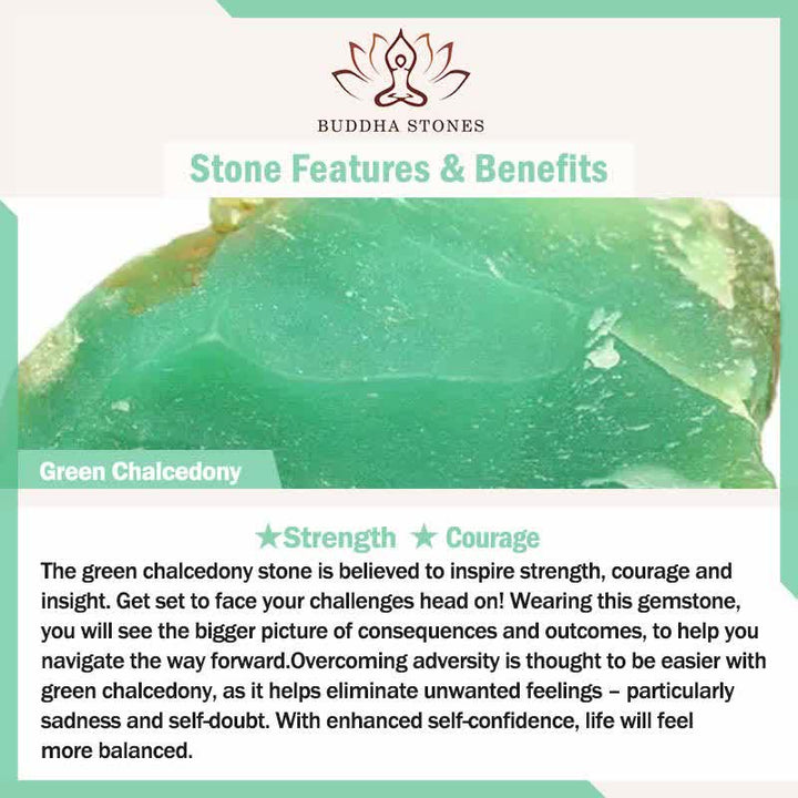 Buddha Stones 天然グリーンカルセドニー、ピンクカルセドニー、フラワー勇気ネックレス - image 4