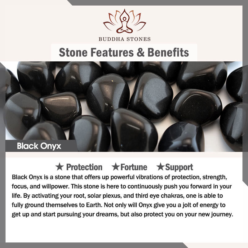 Buddha Stones ブラックオニキスとターコイズの保護ラウンドビーズブレスレット - image 8