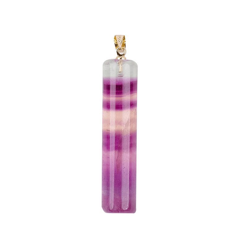 Buddha Stones 天然カラフルフローライト円筒形保護ネックレスペンダント - image 11