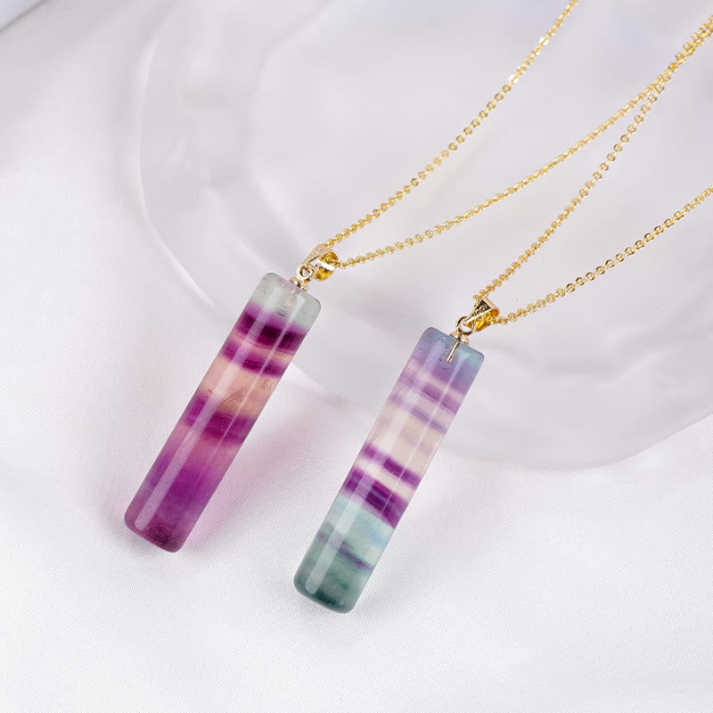 Buddha Stones 天然カラフルフローライト円筒形保護ネックレスペンダント - image 4