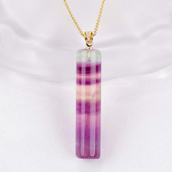 Buddha Stones 天然カラフルフローライト円筒形保護ネックレスペンダント - image 2