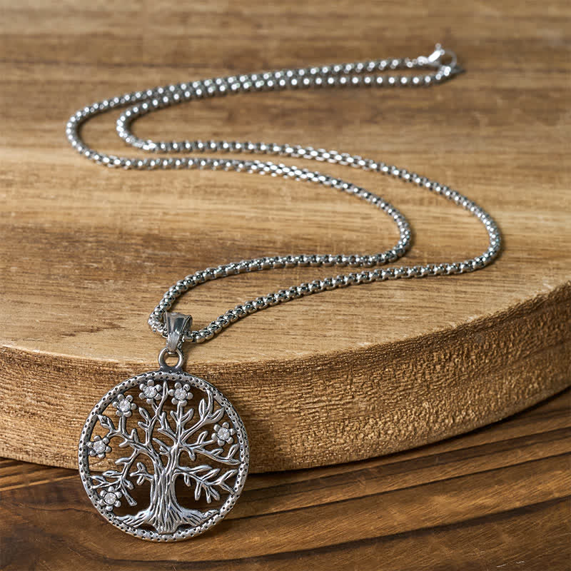 Buddha Stones 生命の樹チタン鋼製クリエーションネックレスペンダント - image 1
