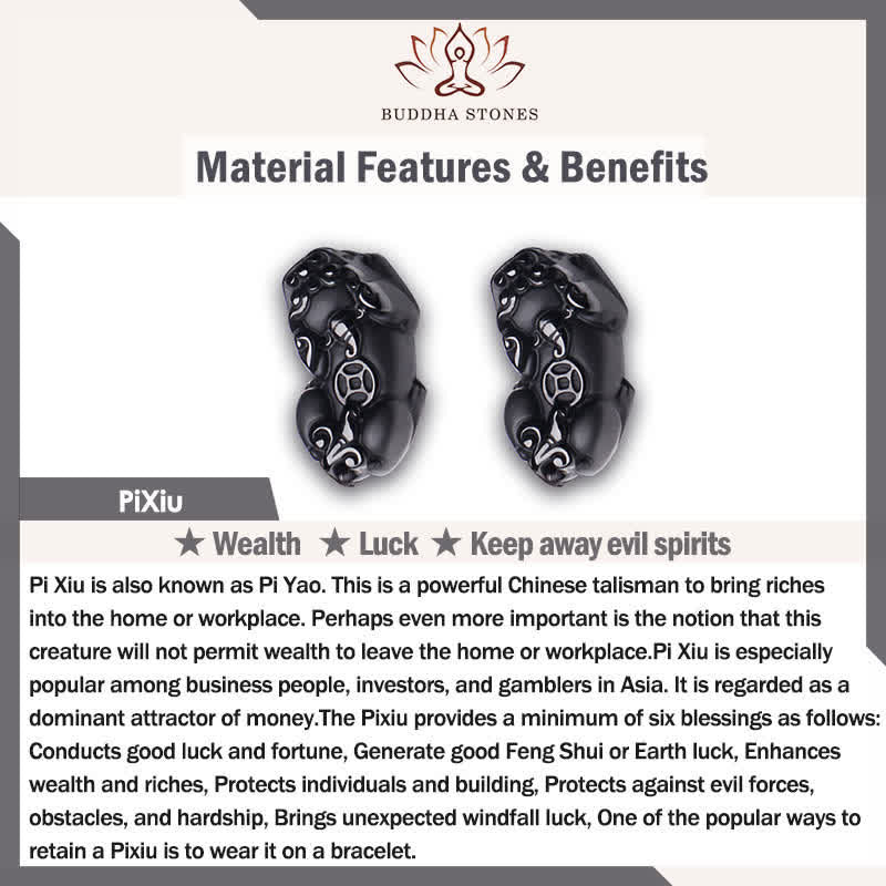 Buddha Stones 貔貅（ひきゅう）レインボーオブシディアン（黒曜石）富の手彫りビーズブレスレット - image 8