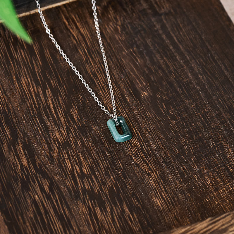 Buddha Stones ミニスクエアグリーンジェイドアバンダンスネックレスペンダント - image 8