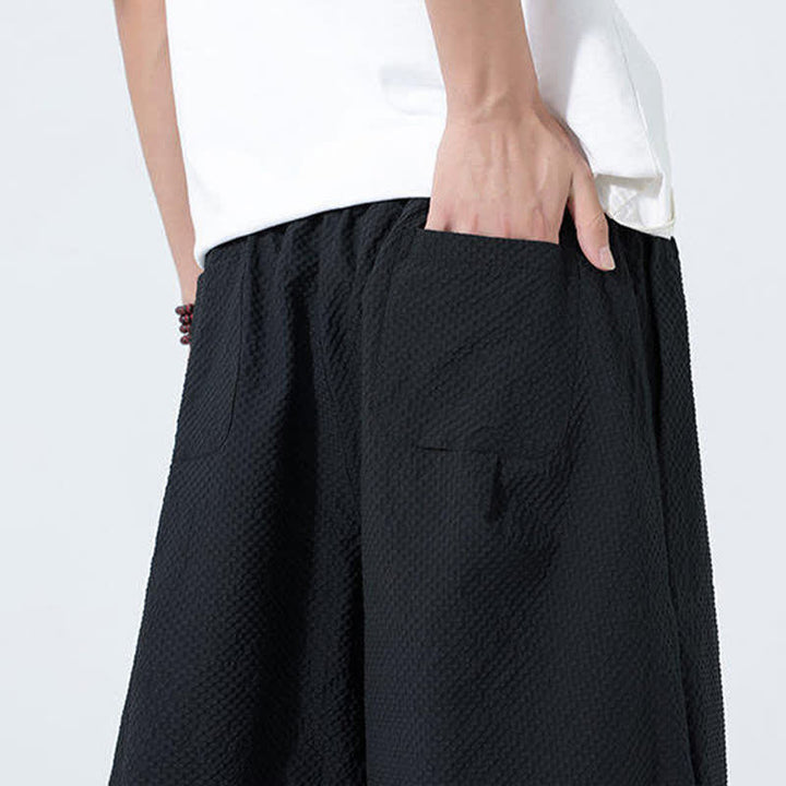 Buddha Stones 夏用ドローストリングタッセル鶴柄メンズハーレムパンツ - image 20