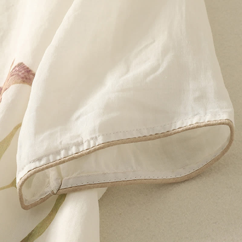 Buddha Stones 夏らしい花柄プリントのレディース半袖Tシャツ - image 19