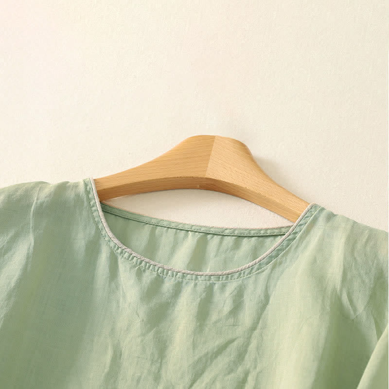 Buddha Stones 夏らしい花柄プリントのレディース半袖Tシャツ - image 1