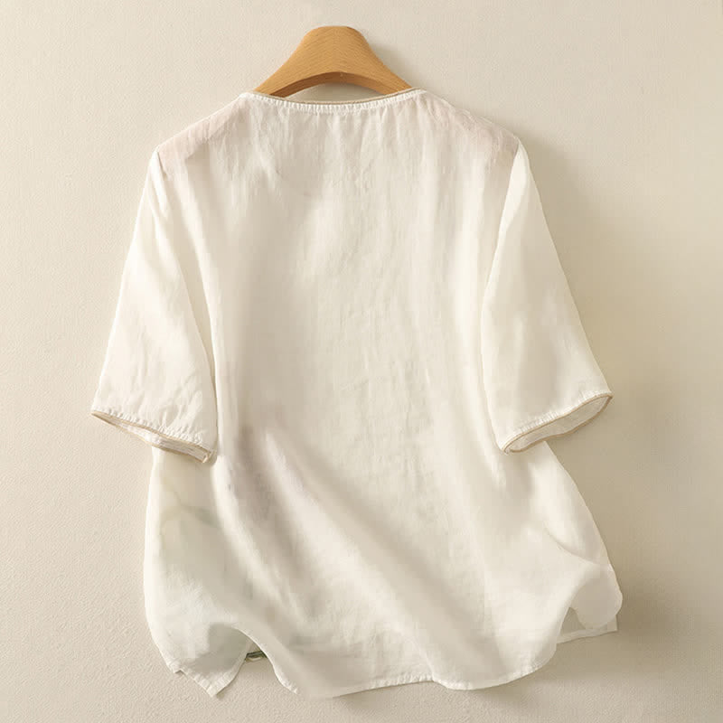 Buddha Stones 夏らしい花柄プリントのレディース半袖Tシャツ - image 16