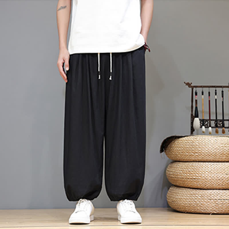 Buddha Stones サマーゼン ゴムウエストカフ メンズ クロップド ハーレムパンツ ポケット付き - image 31