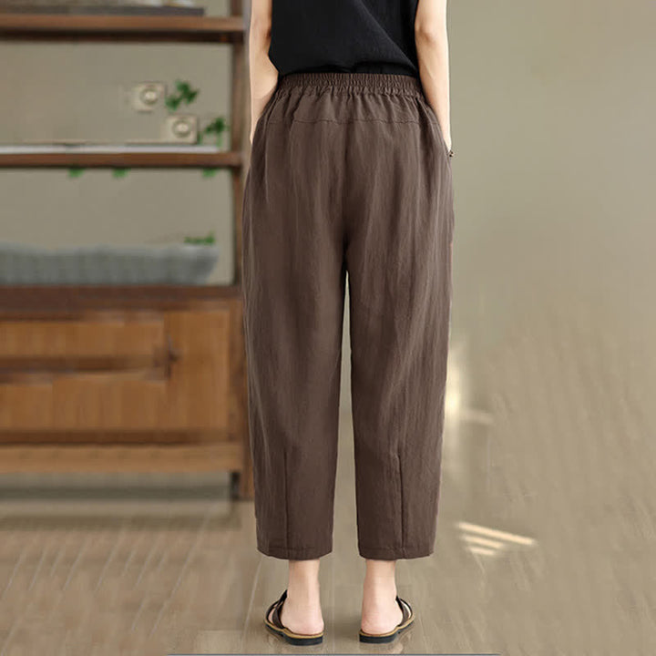 Buddha Stones 夏物カジュアル無地レディーステーパードパンツ（ポケット付き） - image 4