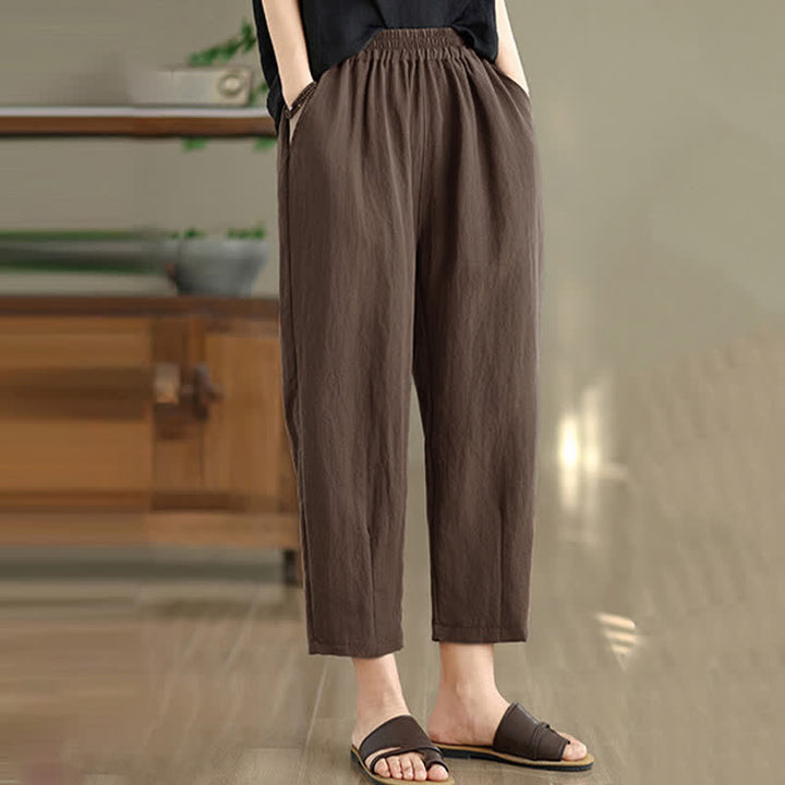 Buddha Stones 夏物カジュアル無地レディーステーパードパンツ（ポケット付き） - image 7