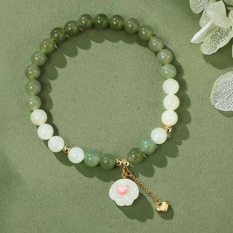 Buddha Stones 天然和田翡翠ハート型猫足デザイン豊穣ブレスレット - image 2