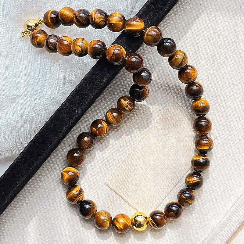 Buddha Stones 天然タイガーアイ銅ビーズ勇気ネックレス - image 3