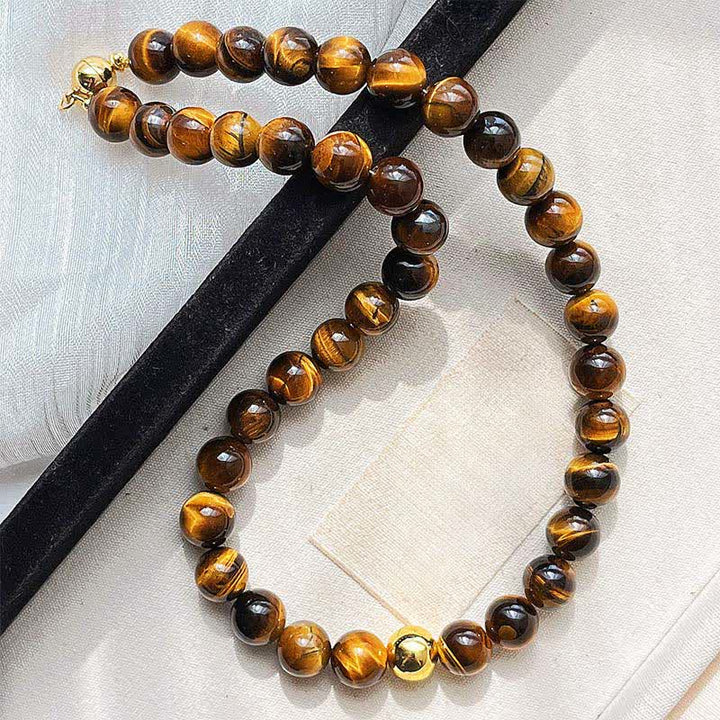 Buddha Stones 天然タイガーアイ銅ビーズ勇気ネックレス - image 3