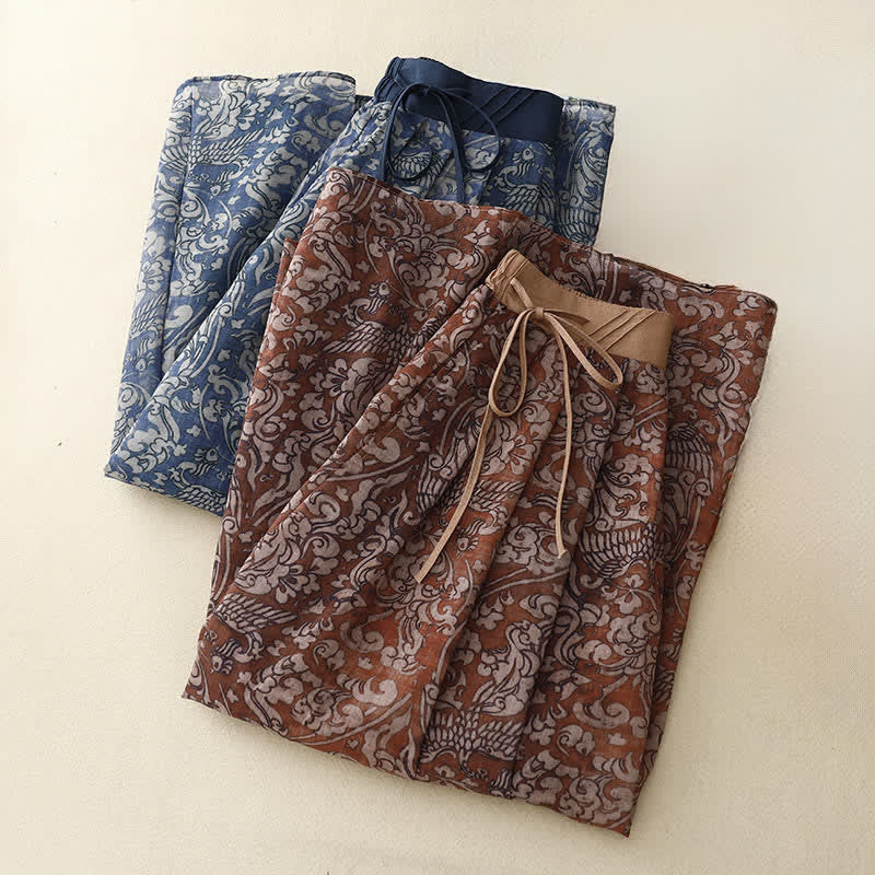 Buddha Stones 夏物 ドローストリング 花柄プリント レースアップ レディーススカート ポケット付き - image 16