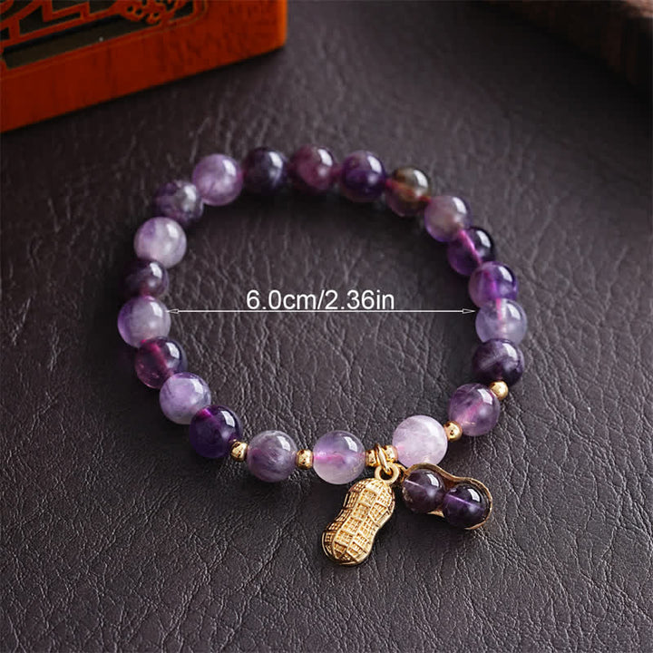 Buddha Stones 天然アメジストピーナッツ入り「良いことが起こる」ヒーリングブレスレット - image 3
