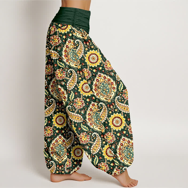 Buddha Stones コットン素材のボヘミアンマンダラペイズリー柄レディースゴムウエストハーレムパンツ - image 4