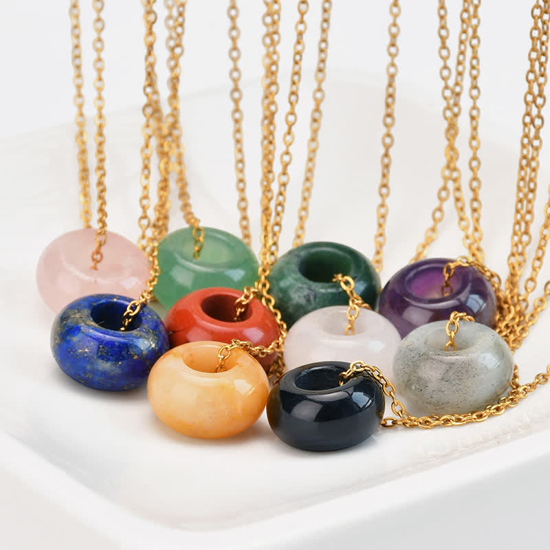 Buddha Stones 天然ローズクォーツとグリーンアベンチュリンのラウンドクリスタルヒーリングネックレス - image 1
