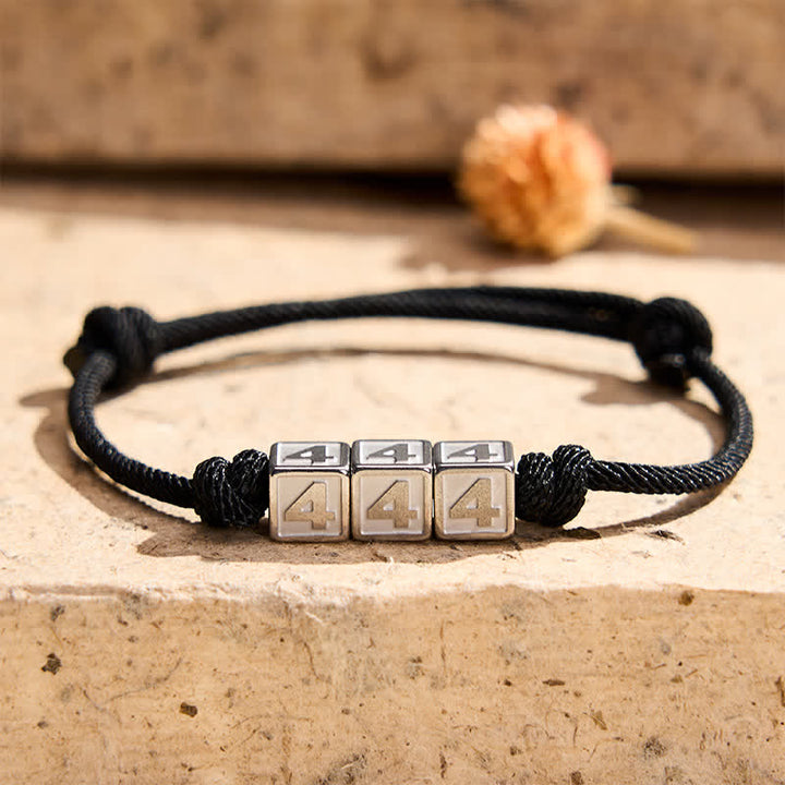 Buddha Stones チタン鋼製 000-999 エンジェルナンバー 調節可能 ブラックストリング フェイスブレスレット - image 14