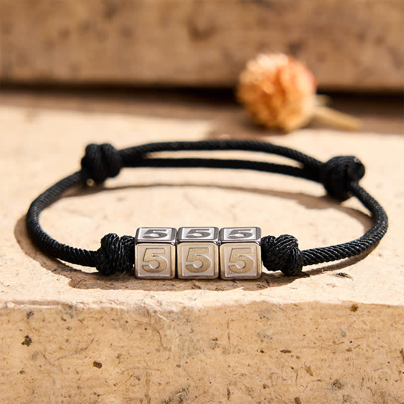 Buddha Stones チタン鋼製 000-999 エンジェルナンバー 調節可能 ブラックストリング フェイスブレスレット - image 19