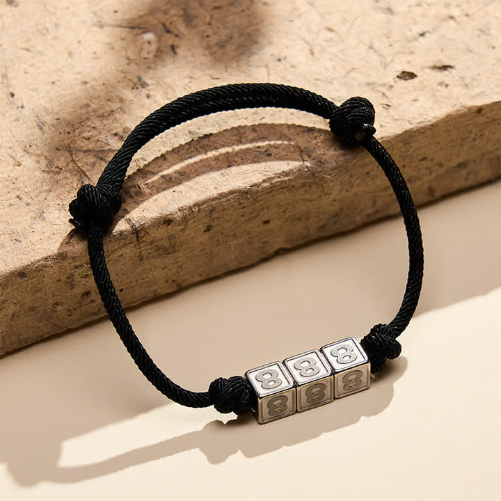Buddha Stones チタン鋼製 000-999 エンジェルナンバー 調節可能 ブラックストリング フェイスブレスレット - image 28