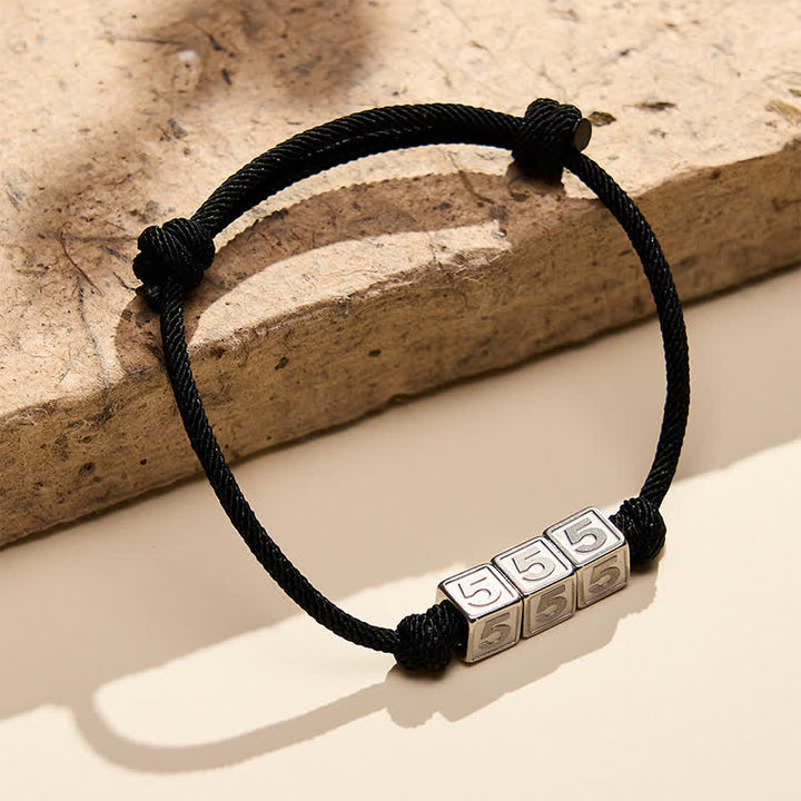 Buddha Stones チタン鋼製 000-999 エンジェルナンバー 調節可能 ブラックストリング フェイスブレスレット - image 18