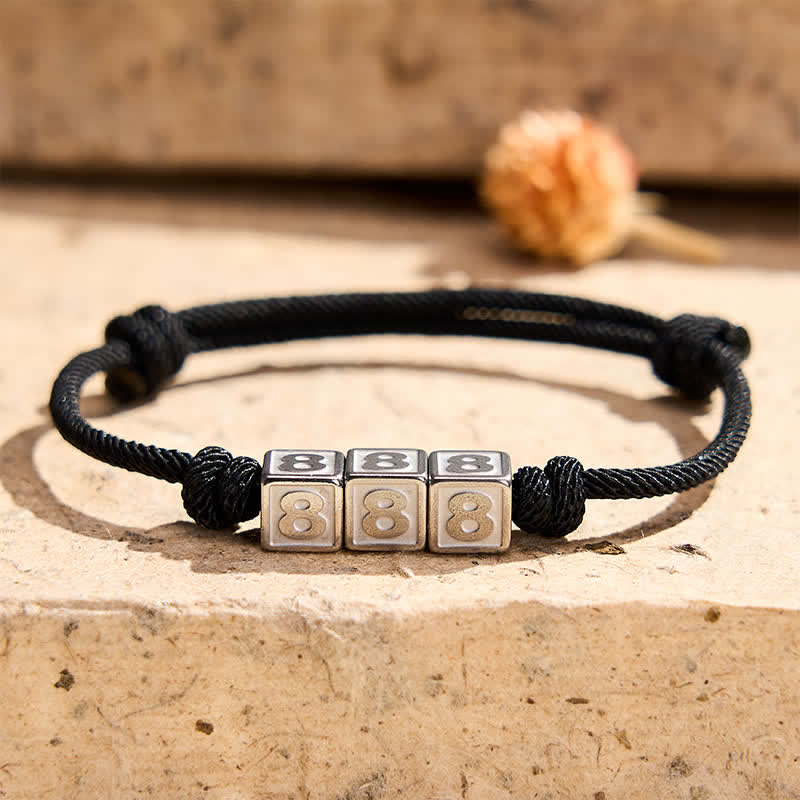 Buddha Stones チタン鋼製 000-999 エンジェルナンバー 調節可能 ブラックストリング フェイスブレスレット - image 26