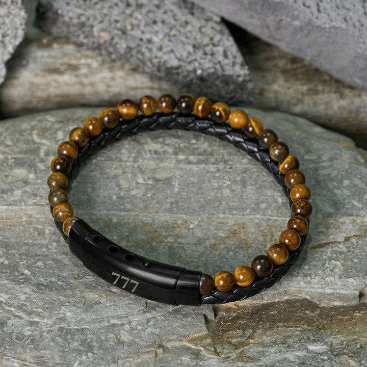 Buddha Stones タイガーアイ エンジェルナンバー ダブルラップ レザー フェイスブレスレット - image 32